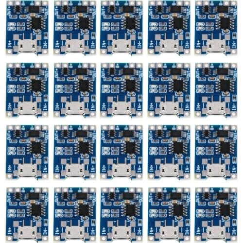 20 Pieces TP4056 Charging Module Battery Charging Board with Battery Protection 18650 BMS 5V Micro USB 1A 186 50 Charge Module