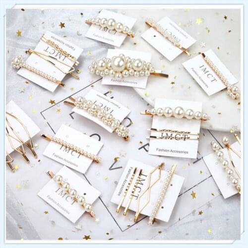 Pearl Hair Clip Snap Button Hair Pins for Women Sweet Pearl Hairpin Hair Clips Jewelry Lady Barrette Stick dropshipping center