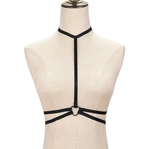 Body Harness Bra for Women Soft Hollow Out Tops Caged Bra Bondage Sexy Lingerie Festival Punk Goth Rave goth lingerie