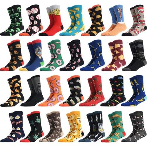 1 pair men socks cotton funny crew socks cartoon Food animal alien women socks novelty gift socks for spring autumn winter