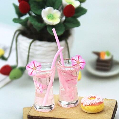 1Pcs DIY Miniature Dollhouse Plum Bubble Drink Cup Mini World Dolls Accessories 1:12 Kitchen Room Food Mini Drink Tea Milk Cup