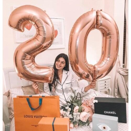 2pcs 30/40 inch Slim Rose Gold Number Foil Helium Balloons congratulate18 20 30 50 years old adult birthday party decor supplies