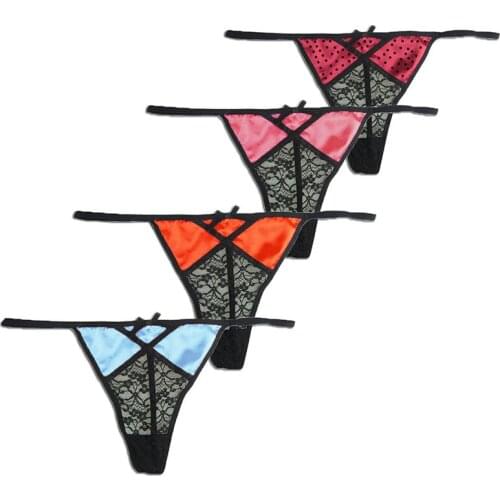 4Pcs/Pack Women Sexy G-String Lace Thong Panties Plus Size Panty For Womens Underpants Low-Rise Female Underwear S-6XL