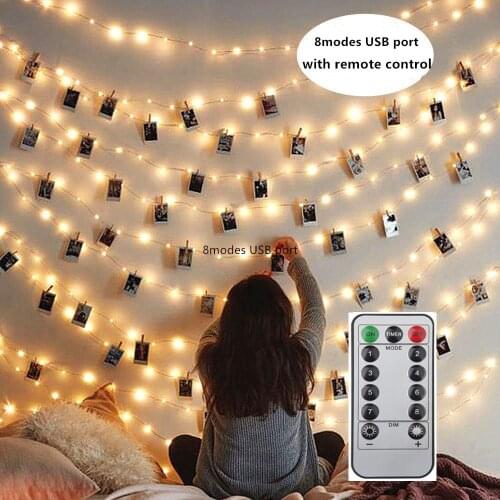 50 Photo Clips String Lights Holder Indoor USB Fairy String Lights for Hanging Photos Pictures Cards Gift Clip Holder Decoration