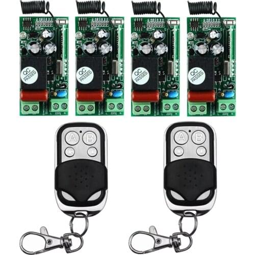 AK-RK01S-220-J High Quality 4x AC 220V RF Wireless Switch Relay Receiver 2x 1CH Remote Controllers
