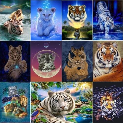 5D Diamond Painting DIY Animal Tiger Leopard Diamond Embroidery Mosaic Handmade Cross Stitch Home Decoration Kit New Year Gift