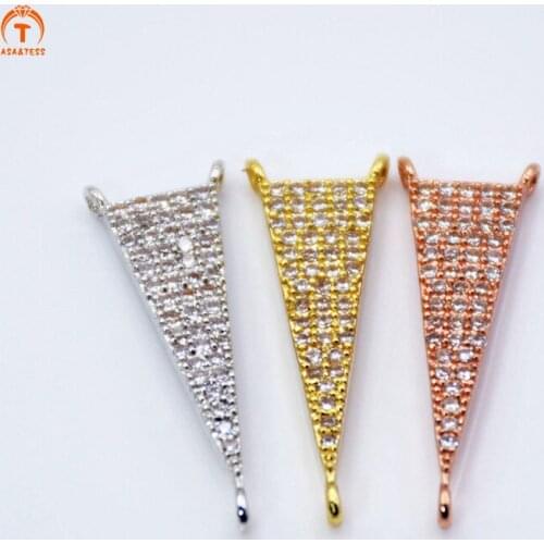 ASA&TESSS CZ Clear Micro Pave open Triangle Connector Pendant/Charm Cubic Zirconia Connector Fashion Jewelry Finding