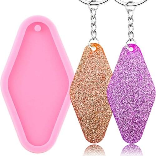 Shiny Luggage Bag Tag Silicone Mold Epoxy Resin Necklace Jewelry Making Keychain Molds Pendant Polymer Clay Keychains Mould