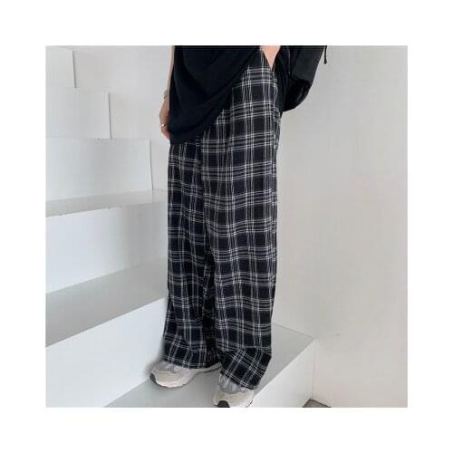 New Plaid Pants Women Casual Chic Oversize Loose Wide Leg Trousers Ins Retro Teens Harajuku Hip-hop All-match Unisex Streetwear
