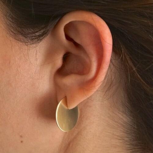 Chandler Punk European Stainless Steel Round Disc Stud Earrings For Girls Geometry Metalic Simple Cut Personality Bronics