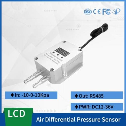 RS485 Output Air Wind Pressure Transmitter Transducer Sensor LCD Pressure Controller Micro Difference Pressure Transmitter DC24V