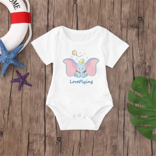 Baby Clothes For Boys Girls Newborn Summer Short Sleeve Romper Dumbo Fly Elephant Disney Cartoon Clothes Baby Clothes Newborn