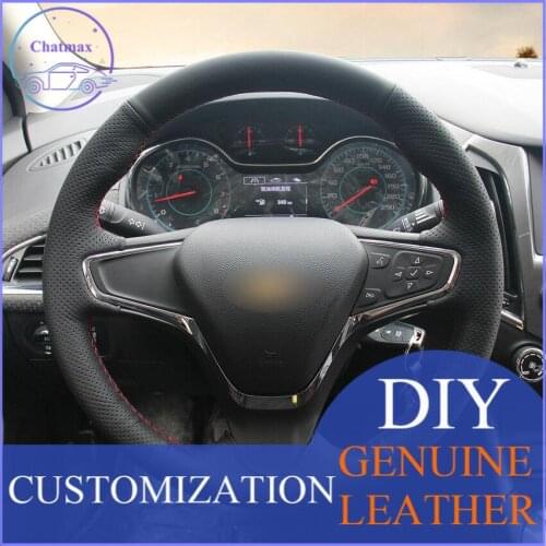 For Chevrolet Cruze 2015 Volt car steering wheel cover black artificial leather anti-slip design all season comfort touching