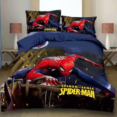 Disney Spiderman 3D Bedding Set Children Kids Baby Boys Duvet Cover Set Bedroom Bed Linen Home Textiles Decor Twin 1.2m