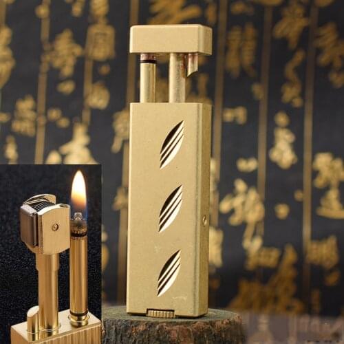 Creative ORIGINAL Brass Copper Kerosene Lighter. Retro Pull Ignition Gasoline OIL Cigarette Machine Collection Lighter