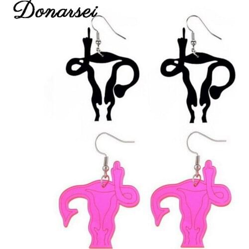 Donarsei Creative Female Body Organs Uterus Earrings For Women Personality Geometric Acrylic Drop Earrings Party
