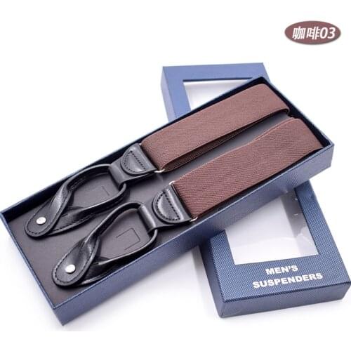 2021 Top Sale Classic Y Back Adjustable Button Suspenders For Men and Women With Individual Microfiber Leather Fittings