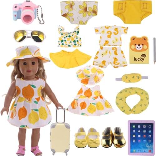 Cute Clothes New Born Baby Doll Dress&Hat&Shoe&Glasses For 18 Inch&43 Cm &Reborn Doll Accessories For Girls Birthday Kid Gifts