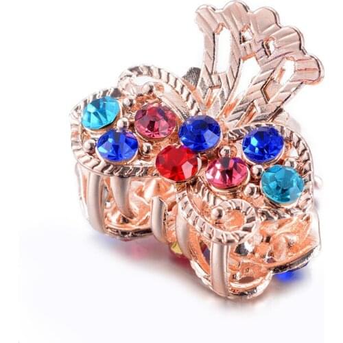 WWLB Mini Butterfly Headwear Crystal Flower Clamp Hair Pins Claw Fashion Hairwear Hair Clip Decorfor Girls Valentines Day Gift