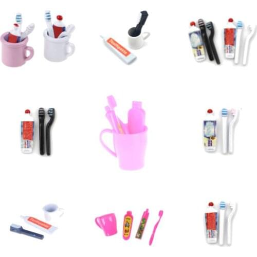 New 1Set 1:12 Dollhouse Miniature Mini Toothpaste Toothbrush Kitchen Furniture Toy Collectible Gift Miniature Toys