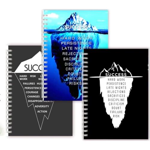 Motivational Millionaire Success Iceberg Spiral Notebook Writing Note Book Print Poster Cover Quote -Persistence Dream Hard Work