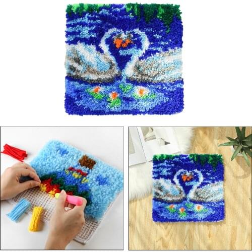 Latch Hook Kit DIY Pillow Cover Handcraft Printed Embroidery Set Crochet Needlework Crafts Mini-Rug Sewing Tools