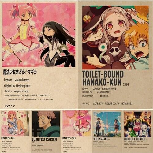 Popular Japanese Anime Information Kraft Paper Poster of Hunter X Hunter Your Name Wall Sticker for Teens Room Art Decorative