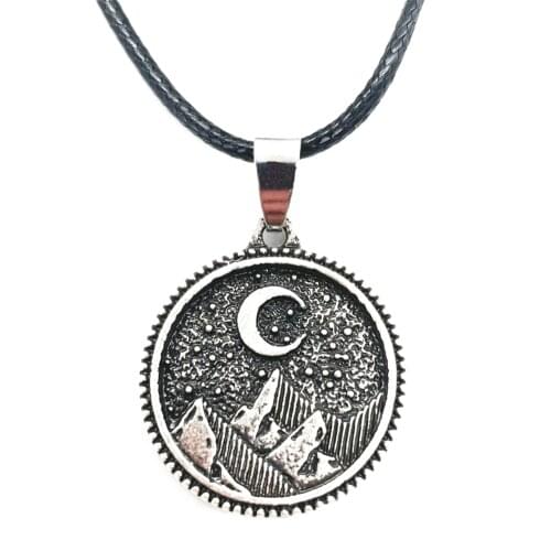 Nostalgia Dainty Camping Jewelry Moon And Star Outdoor Mountains Pendant Cute Necklace