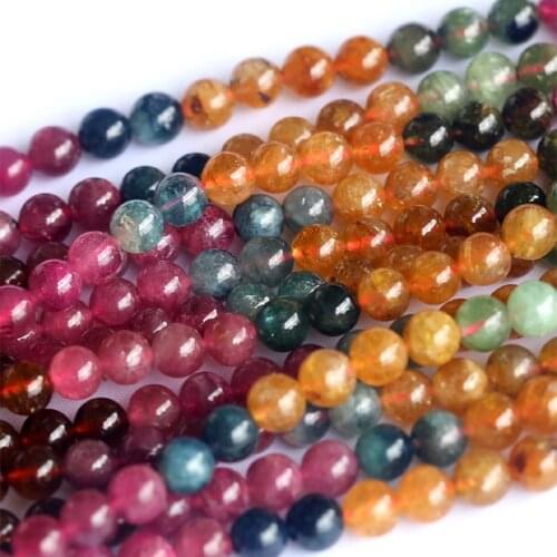 Genuine Natural Multi-Color Mix Tourmaline Round Loose Small Beads 6mm Fit Jewelry Necklace Bracelets 15" 04037