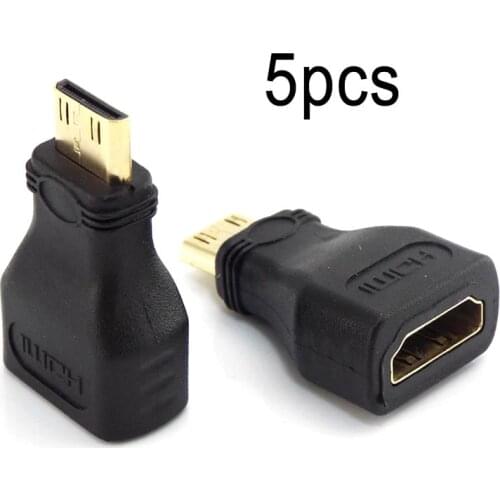 5pcs Mini HDMI-compatible Converter Male To Standard Extension Cable Adapter Female to Male Convertor Gold-Plated 1080P W17
