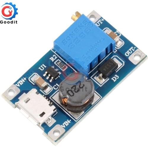 5pcs MT3608 DC DC Step Up Power Supply Booster Micro USB 2A Adjustable 2-24V To 28V Module For Arduino For Replace XL6009