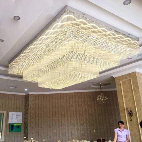 Hotel lobby project rectangular crystal lamp villa hall living room sales department sand table banquet hall custom lamps led