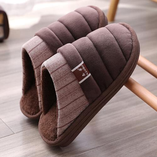 Plus Size 48 49 Waterproof Men Down Slippers Winter Indoor Fur Shoes Male Rubber Anti-Odor Mans Fashion comfortable Slides