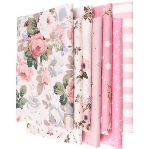 40x50cm 7Pcs/Lot Pink Flower Textiles Printed Twill Cotton Fabric For Patchwork DIY Sewing Quilting Material Baby Doll Cloths