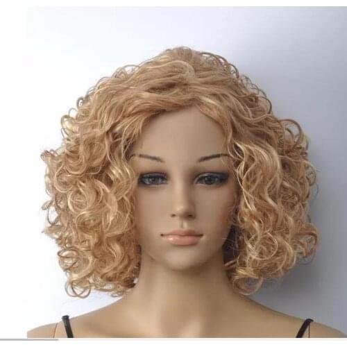 Shun MISS 001736 Cos Blonde Short Curly Mix Cosplay Full Wig