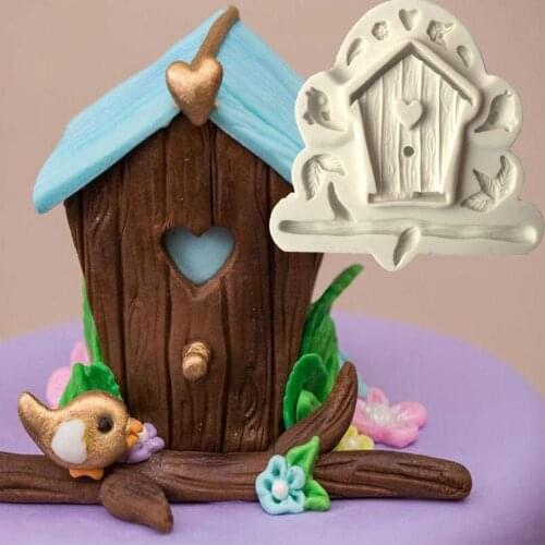 Cute Wooden Tree Bird House Silicone Cake Mould Fondant Backing Decoration Mold Dining Bar for Kitchen Tools equipment Gadgets