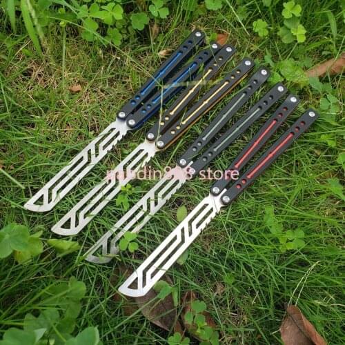 Butterfly in Knife trainer knife BM Parrot Black Channel aluminum+G10 Handle 440 blade Bushing system tactical folding Edc knife