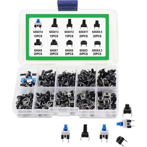 180* 10 kind Momentary Tactile Push Button Switch Set Micro Tact 6*6* 7*7