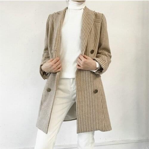 2019 New Spring Autumn Women Trench Coat Fashion Double Breasted High quality Long Stripe Casual Windbreaker Female Outerwear