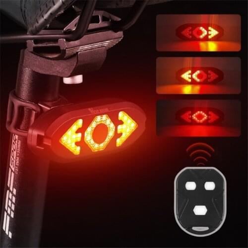 Smart Bike Light Wireless Remote Control Cycling Turning Signal Taillight USB Bicycle Rechargeable Rear Light MTB LED Warning La