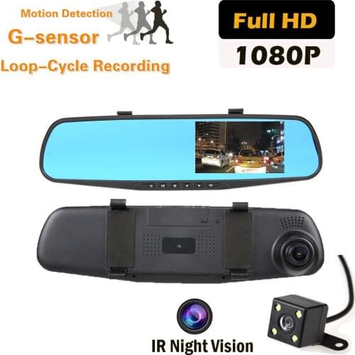 Dash Cam 140 Degree Rearview Mirror Car Camera DVR 4.3 inch DVR Video Recorder with Night Vision G-sensor Motion Detection