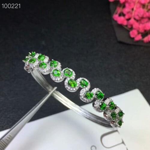KJJEAXCMY fine jewelry 925 pure silver inlaid natural diopside female bracelet jewelry support test