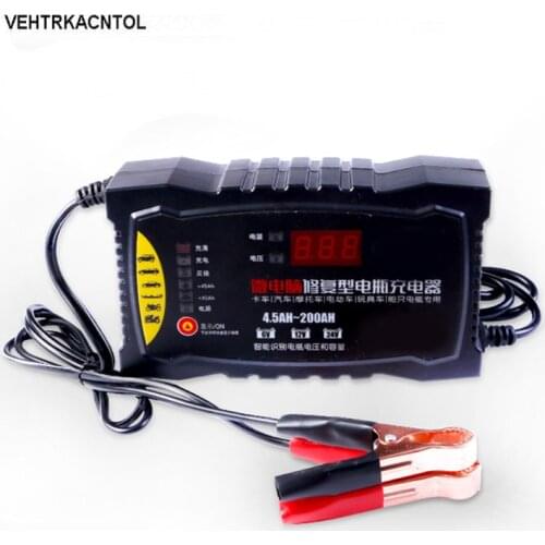 VEHTRKACNTOL Motorcycle Truck Car 12V/6V/24V (4.5AH-200AH) Battery Charger Smart Automatic Repair Battery Charger