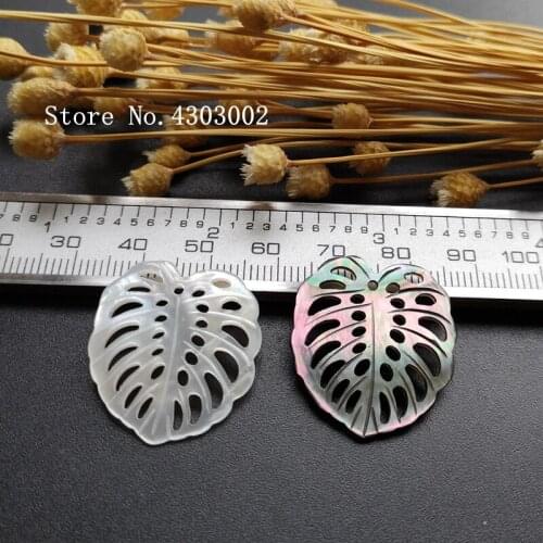 20pcs/lot 24x26mm Mix Colors 100% Real Natural Mother Of Pearl Shell Leaf for DIY Jewerly Hollow Black Leaf MOP for Earrings