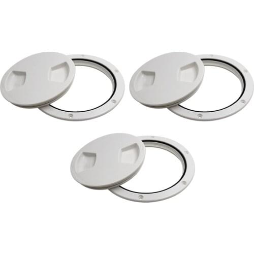 3 Pieces Marine Boat Kayak Canoe Circular Hatch Cover Deck Plates for Boats, White, 5 inch