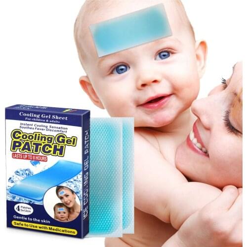 4pcs=1box Antipyretic Sticker Herbal Pain Relief Patch Cooling Gel Patch for Adult and Children Medical Baby Fever Pad