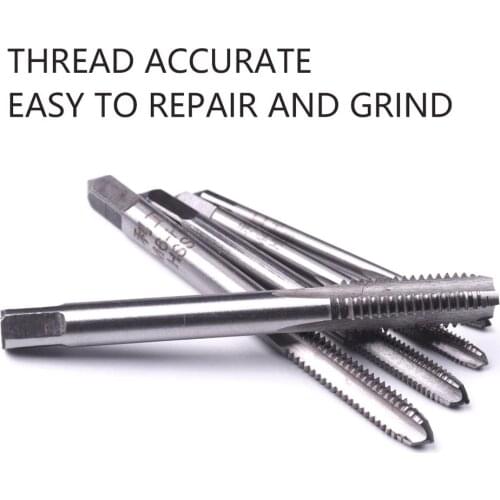 5pcs Silver Tone M3 M4 M5 M6 M8 HSS Machine Straight Fluted Screw Thread Metric Plug Hand Tap Drill 3-5mm Hand Tools