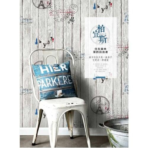 Antique gray retro imitation wood wallpaper restaurant engineering clothing shop barber shop personality imitation industrial