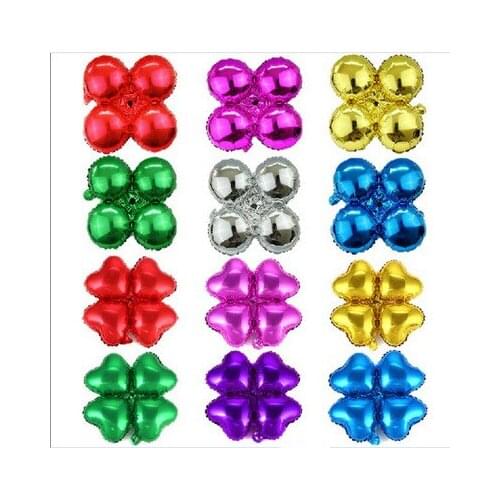 Free shipping 500pcs/lot 4 Petals 18inch Aluminum Foil Balloons Four Leaf Clover Balloon For Wedding Party decoration