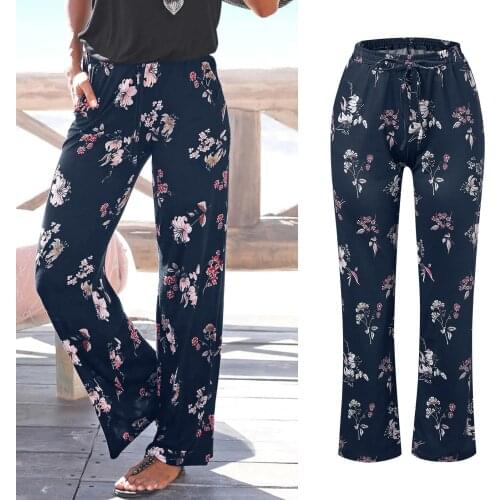 Casual New Women Pants High Waist Printing Trousers Long Pants Boho Pockets Pants Daily Beach Holiday Fashion Pants Dropshipping